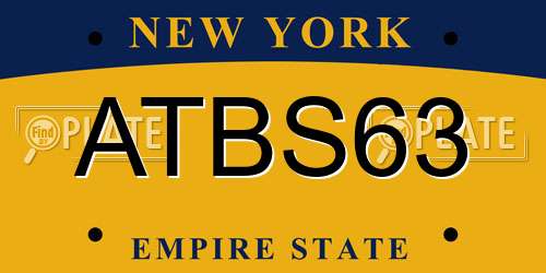 ATBS63 New York License Plate