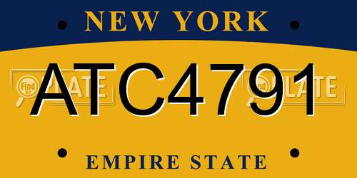 ATC4791 New York License Plate