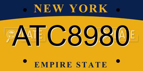 ATC8980 New York License Plate
