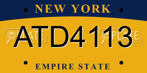 ATD4113 New York License Plate