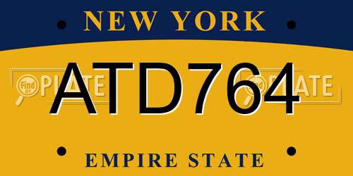 ATD764 New York License Plate