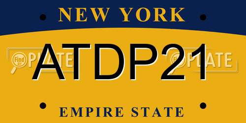 ATDP21 New York License Plate