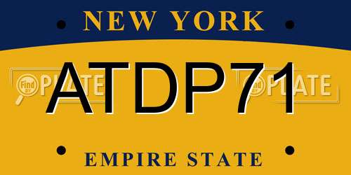 ATDP71 New York License Plate