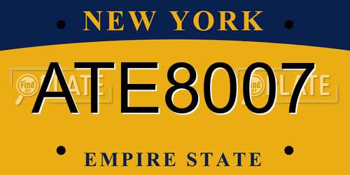 ATE8007 New York License Plate