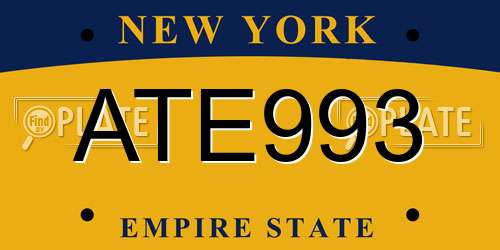 ATE993 New York License Plate