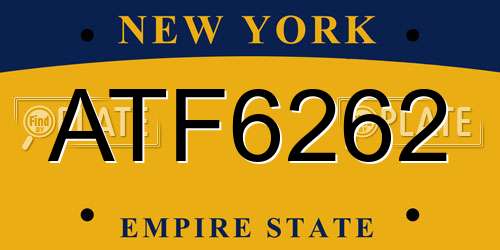 ATF6262 New York License Plate