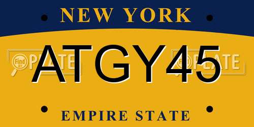 ATGY45 New York License Plate