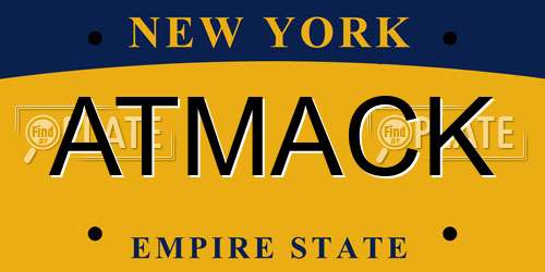 ATMACK New York License Plate