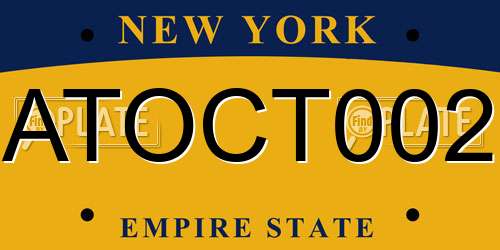 ATOCT002 New York License Plate