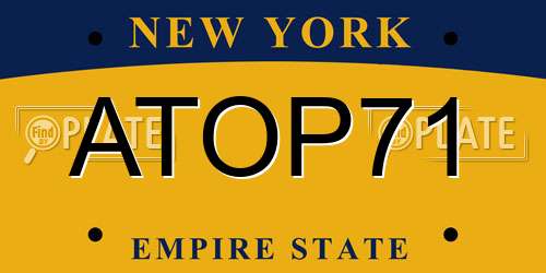 ATOP71 New York License Plate