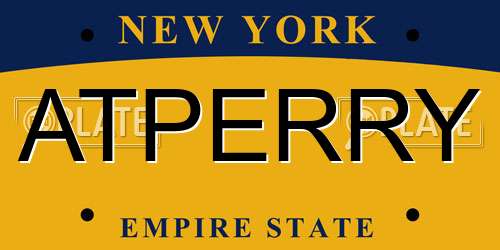 ATPERRY New York License Plate