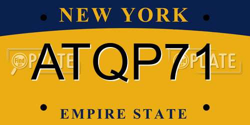 ATQP71 New York License Plate