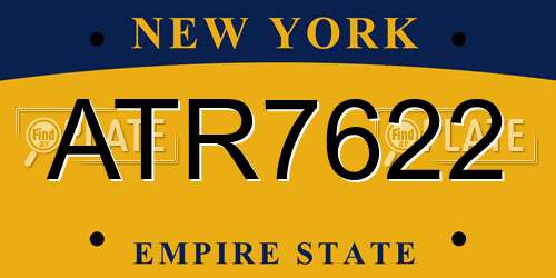 ATR7622 New York License Plate