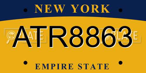 ATR8863 New York License Plate