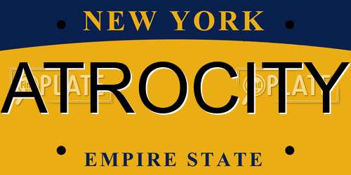 ATROCITY New York License Plate