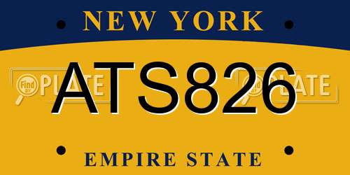 ATS826 New York License Plate