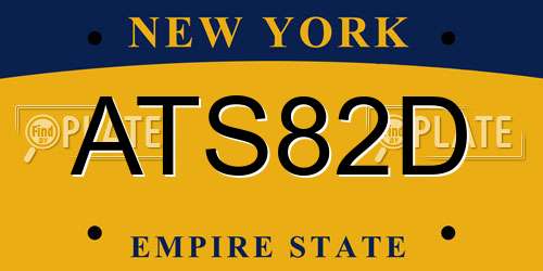 ATS82D New York License Plate