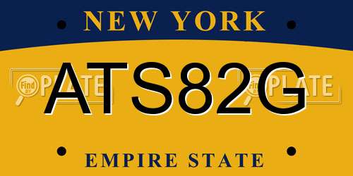 ATS82G New York License Plate