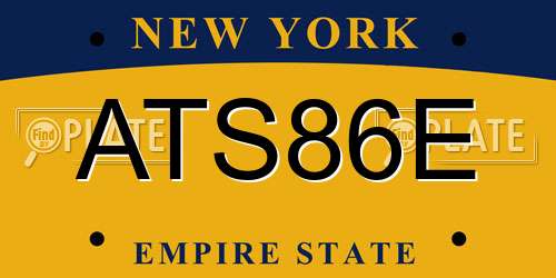 ATS86E New York License Plate