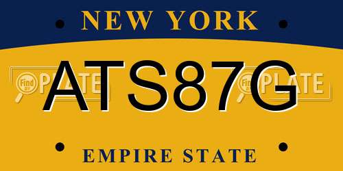 ATS87G New York License Plate