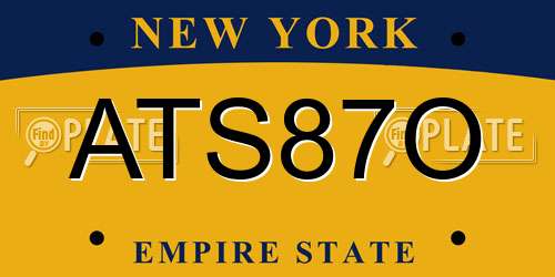 ATS87O New York License Plate