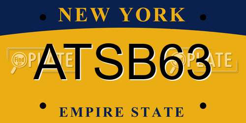 ATSB63 New York License Plate