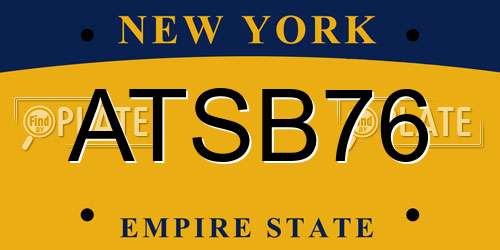 ATSB76 New York License Plate