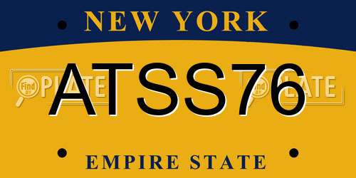 ATSS76 New York License Plate
