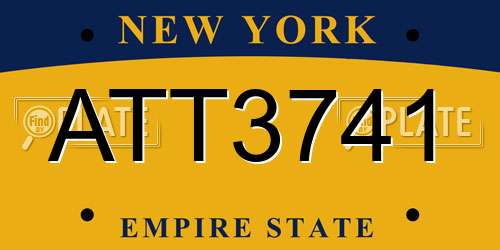 ATT3741 New York License Plate