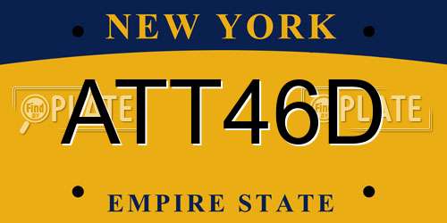 ATT46D New York License Plate