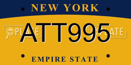ATT995 New York License Plate