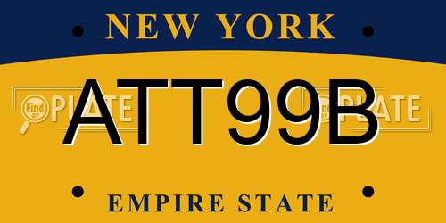 ATT99B New York License Plate