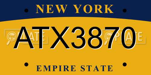 ATX3870 New York License Plate