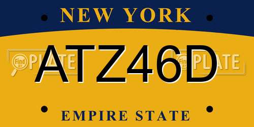 ATZ46D New York License Plate