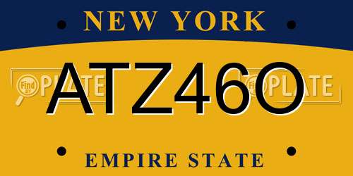 ATZ46O New York License Plate