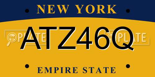 ATZ46Q New York License Plate