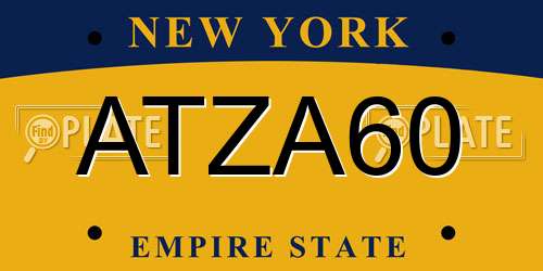 ATZA60 New York License Plate