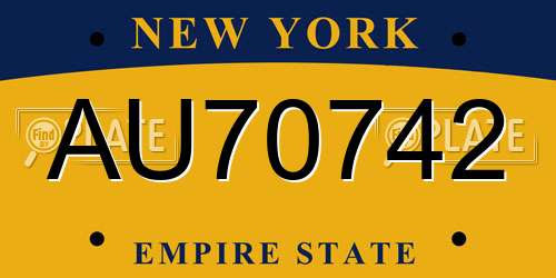 AU70742 New York License Plate