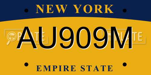 AU909M New York License Plate