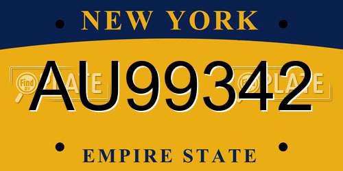 AU99342 New York License Plate