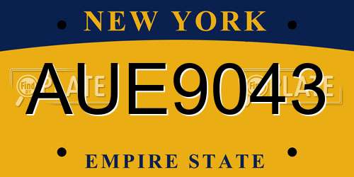 AUE9043 New York License Plate