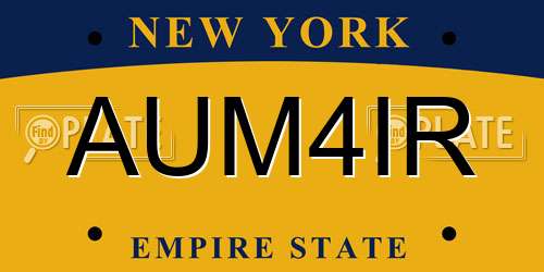 AUM4IR New York License Plate