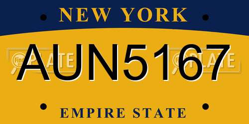 AUN5167 New York License Plate
