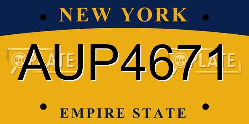 AUP4671 New York License Plate