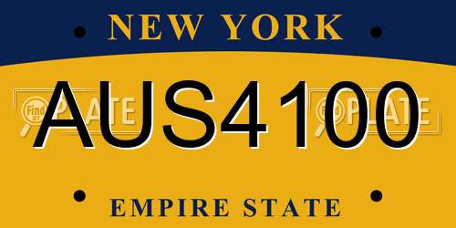 AUS4100 New York License Plate