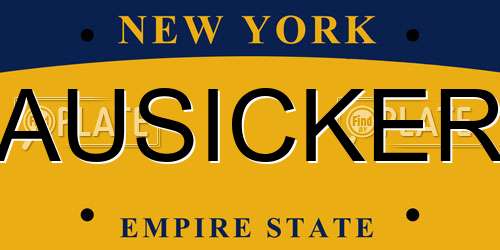 AUSICKER New York License Plate