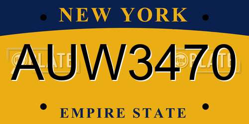 AUW3470 New York License Plate