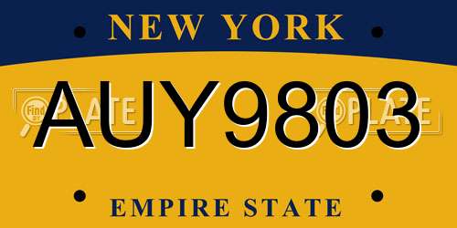 AUY9803 New York License Plate