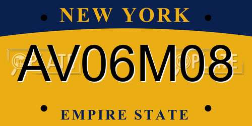 AV06M08 New York License Plate