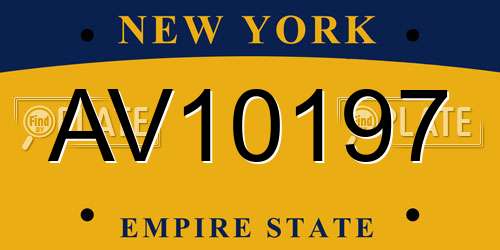 AV10197 New York License Plate